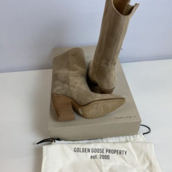 Golden Goose Candy Suede Cowboy Boots, Beige, Multiple Sizes, New w/ COA, Bag - Picture 9 of 14